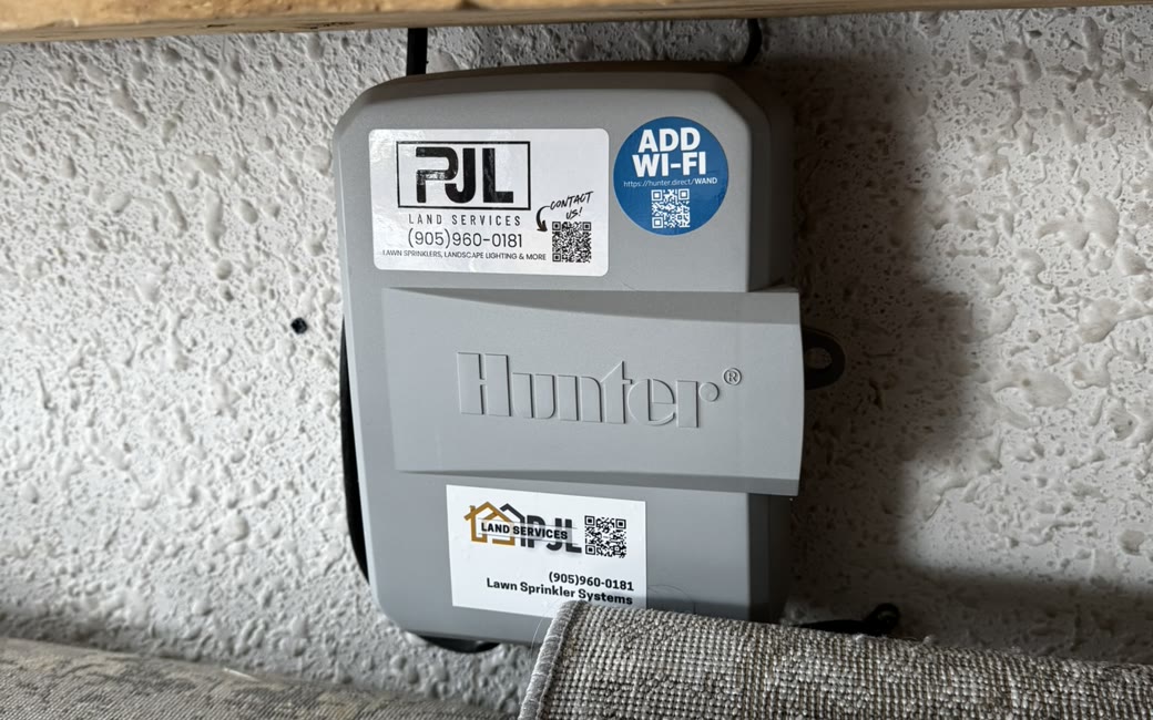 Hunter Pro-C sprinkler controller installed and tagged by PJL Land Services