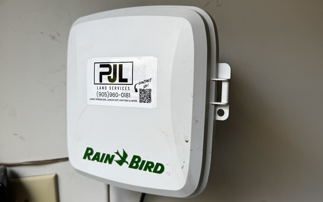 Rain Bird sprinkler controller installed and tagged by PJL Land Services